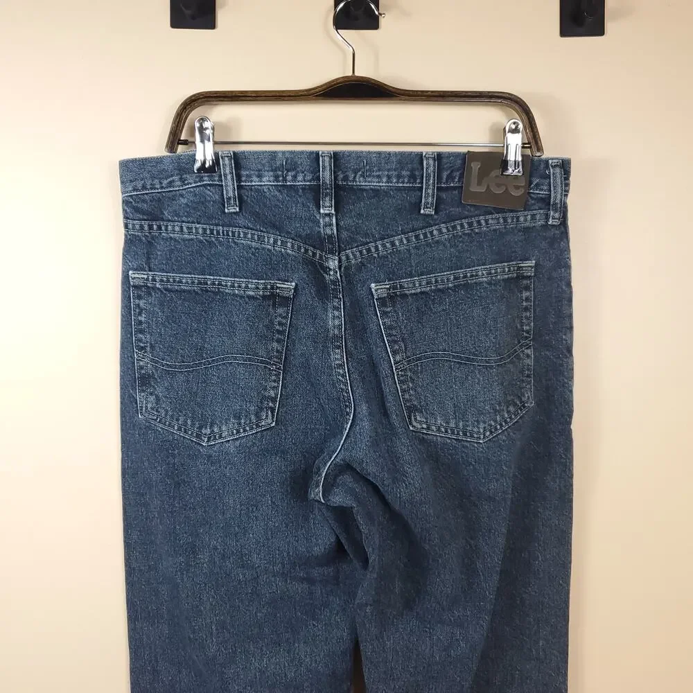 LEE Dark Wash Regular Fit Straight Leg Jeans Size 34x30